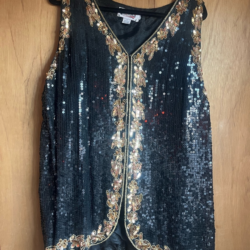 Sequin Embellished Black Vest